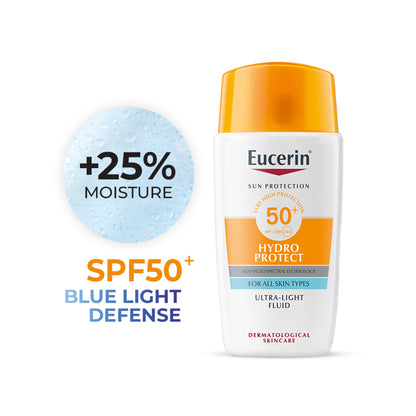 Eucerin Hydro Protect Ultra-Light Sunscreen Fluid SPF50+ With Hyaluronic Acid Has Invisible Finish