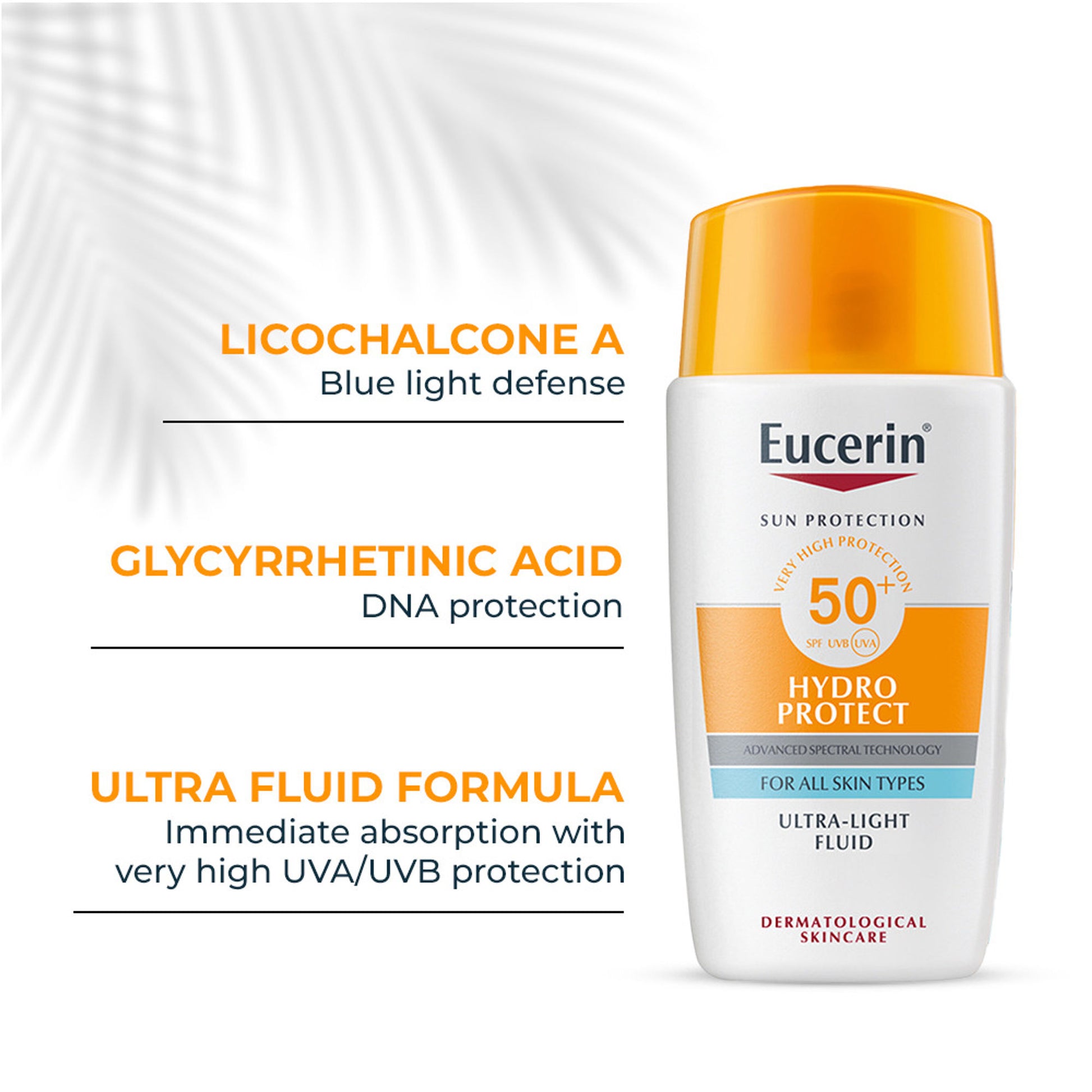 Eucerin Hydro Protect Ultra-Light Sunscreen Fluid SPF50+ With Hyaluronic Acid Has Invisible Finish