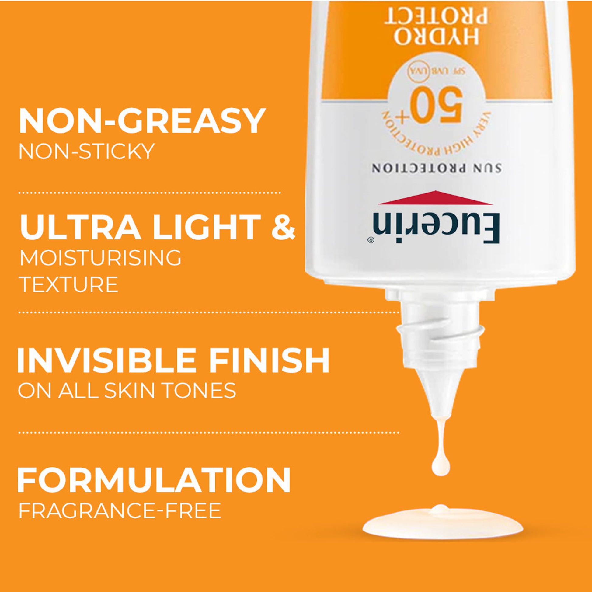 Eucerin Hydro Protect Ultra-Light Sunscreen Fluid SPF50+ With Hyaluronic Acid Has Invisible Finish