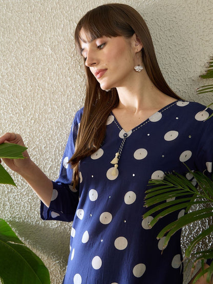 Women Printed Regular Thread Work Pure Cotton Kurta with Palazzos