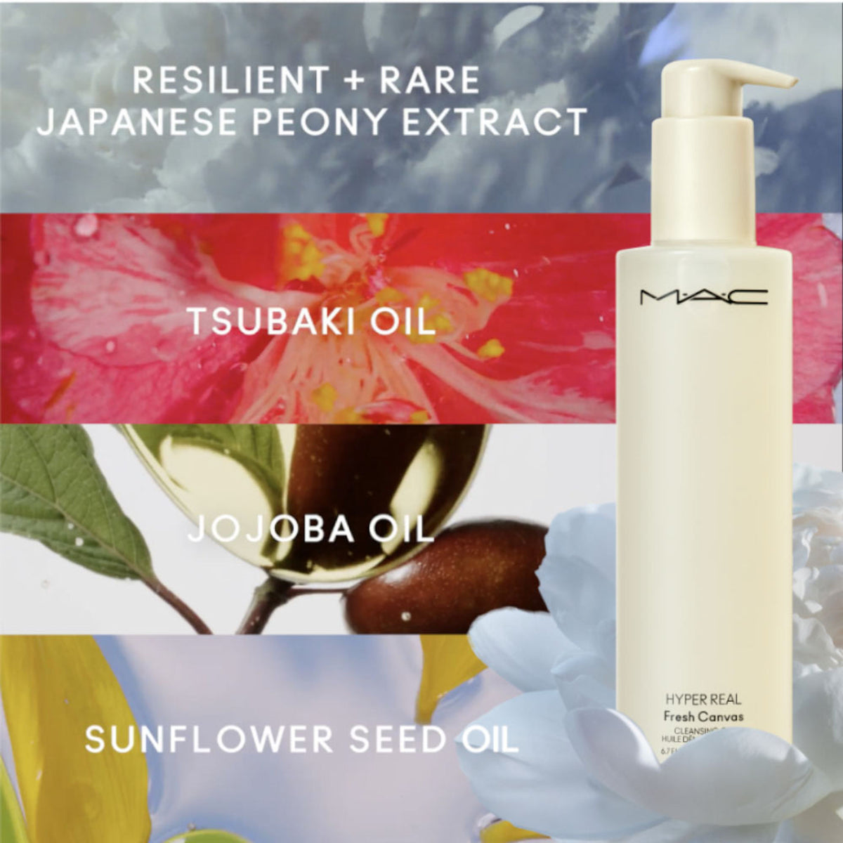 M.A.C Mini Hyper Real Fresh Canvas Cleansing Oil Makeup Remover With Niacinamide, Hyaluronic Acid & Ceramides