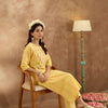 Dhiyona IE Women Floral Embroidered Regular Thread Work Pure Cotton Kurta with Trousers