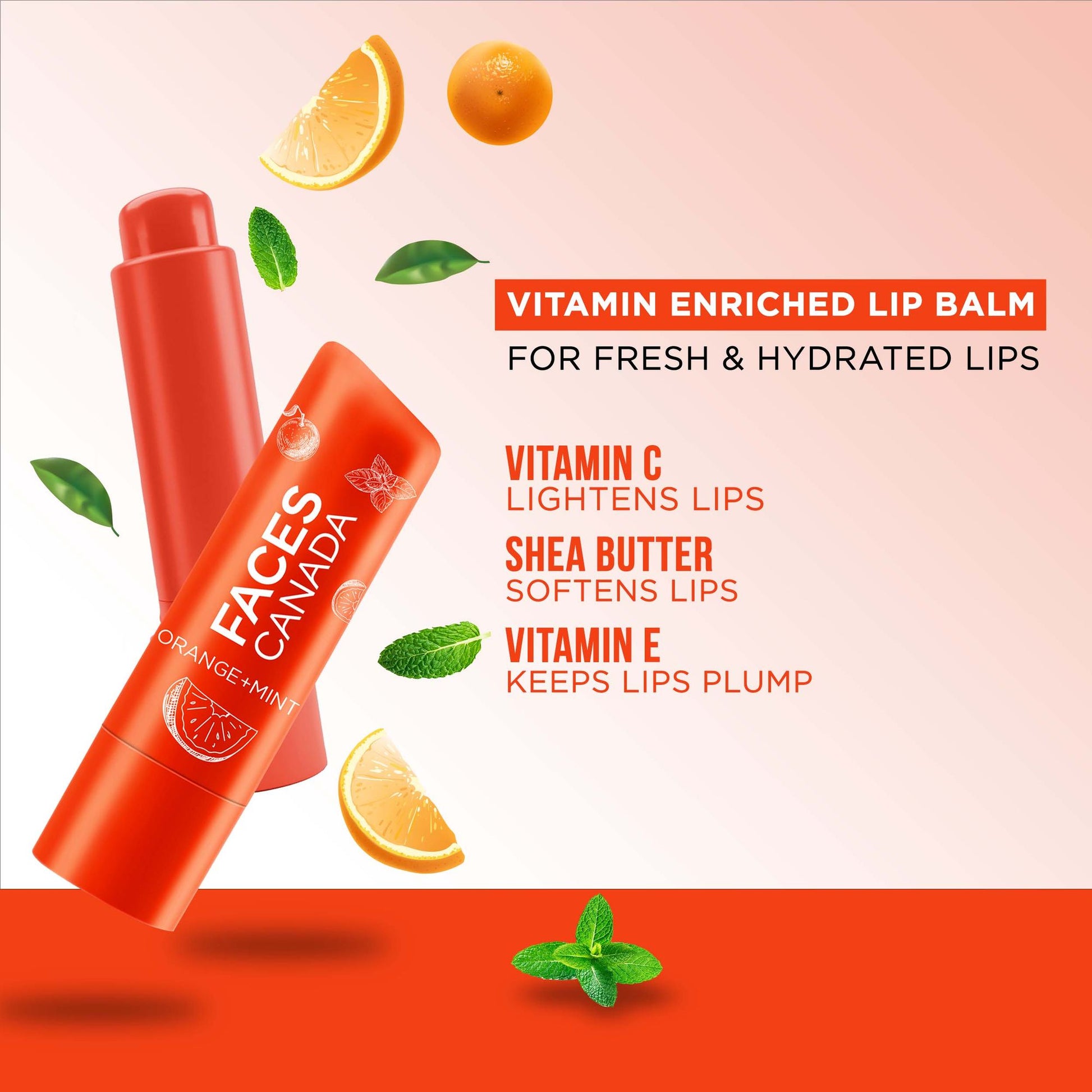 Faces Canada Lip Balm 12hr Moisture For Dry - Chapped Lips - Orange
