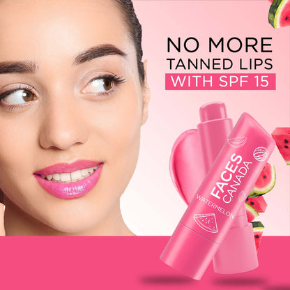 Faces Canada Lip Balm 12hr Moisture For Dry - Chapped Lips - Watermelon