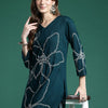 Indyancart IE Floral Embroidered Regular Thread Work Kurta with Palazzos