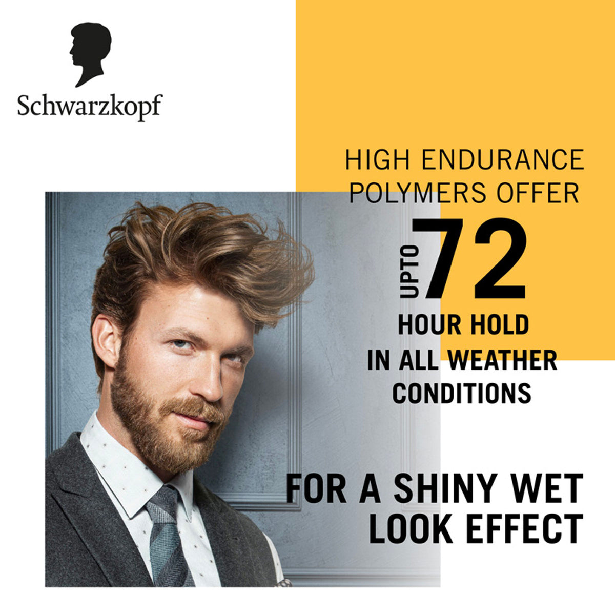 Schwarzkopf TAFT Wet Hair Styling Gel For 24 Hours Shiny Wet Look Effect Hold 3, Non-Sticky