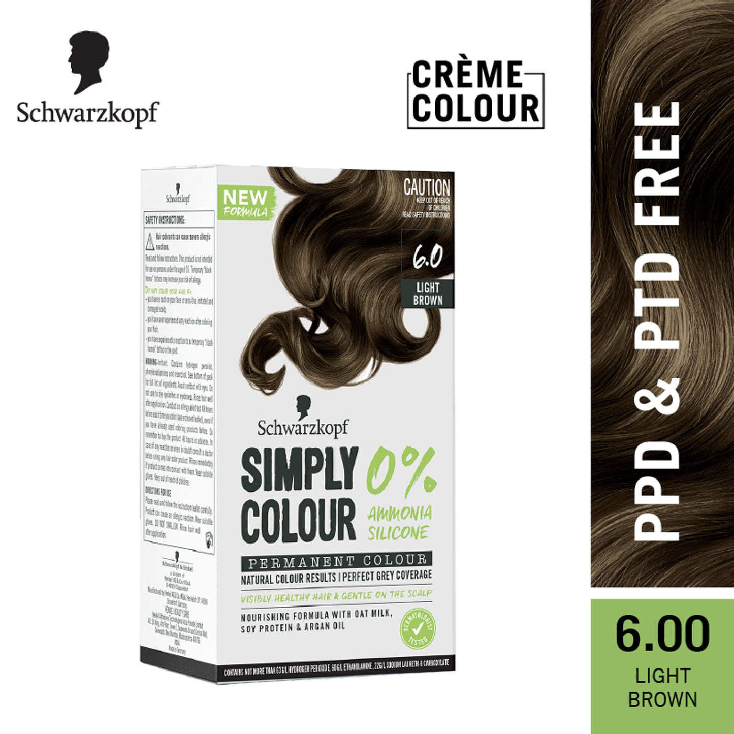 Schwarzkopf Simply Colour Permanent Hair Colour For 100% Grey Coverage - 6.68 Hazelnut Brown - 6.00 Light Brown