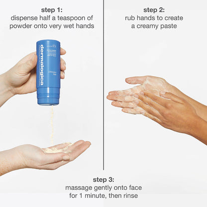 Dermalogica Daily Milkfoliant gentle oat-based powder exfoliant in a clear jar with a white lid, showcasing the vegan skincare product.