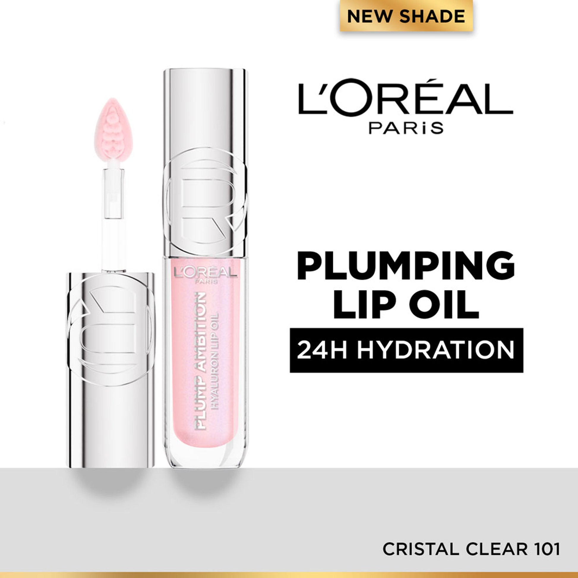L'Oreal Paris Plump Ambition Hyaluron Lip Oil for fuller, bouncier lips - 101 Cristal Clear