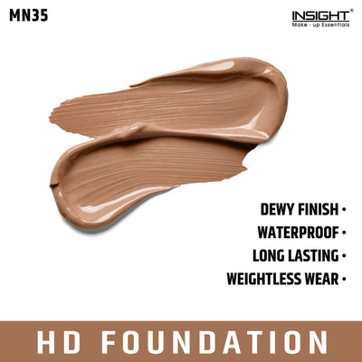 Insight Cosmetics Hd Foundation, Dewy Weightless Finish, Waterproof & Long Wear - Mn 35