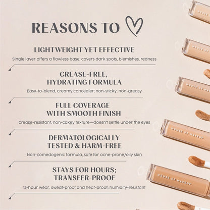 House of Makeup Zoom In creamy concealer in FL01 Fair to Light Skin Tone, close-up of the smooth, blendable concealer in a compact container.