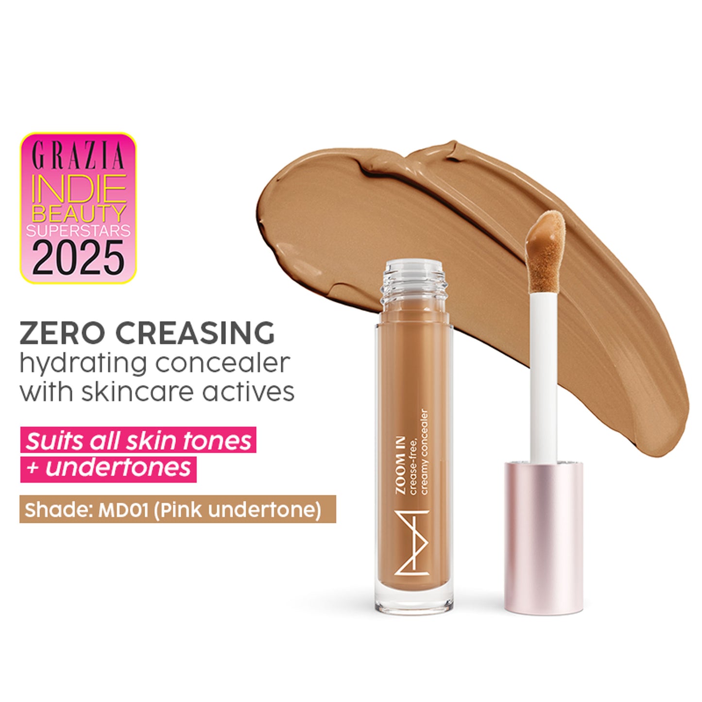 House Of Makeup Zoom In Crease-Free, Creamy Concealer - MD01 Medium To Deep Skin Tone