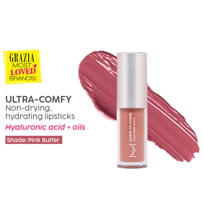 House of Makeup Dawn to Dawn MINI Liquid Matte Lipstick in Pink Butter, featuring a sleek tube and matte finish lipstick.