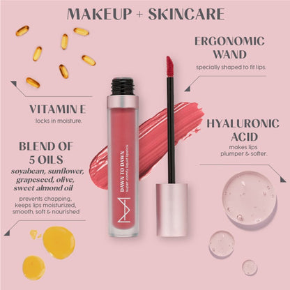 House of Makeup Dawn To Dawn Honey Coral liquid lipstick tube with applicator showing vibrant coral shade.