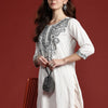 Indyancart IE Women Paisley Embroidered Thread Work Kurta