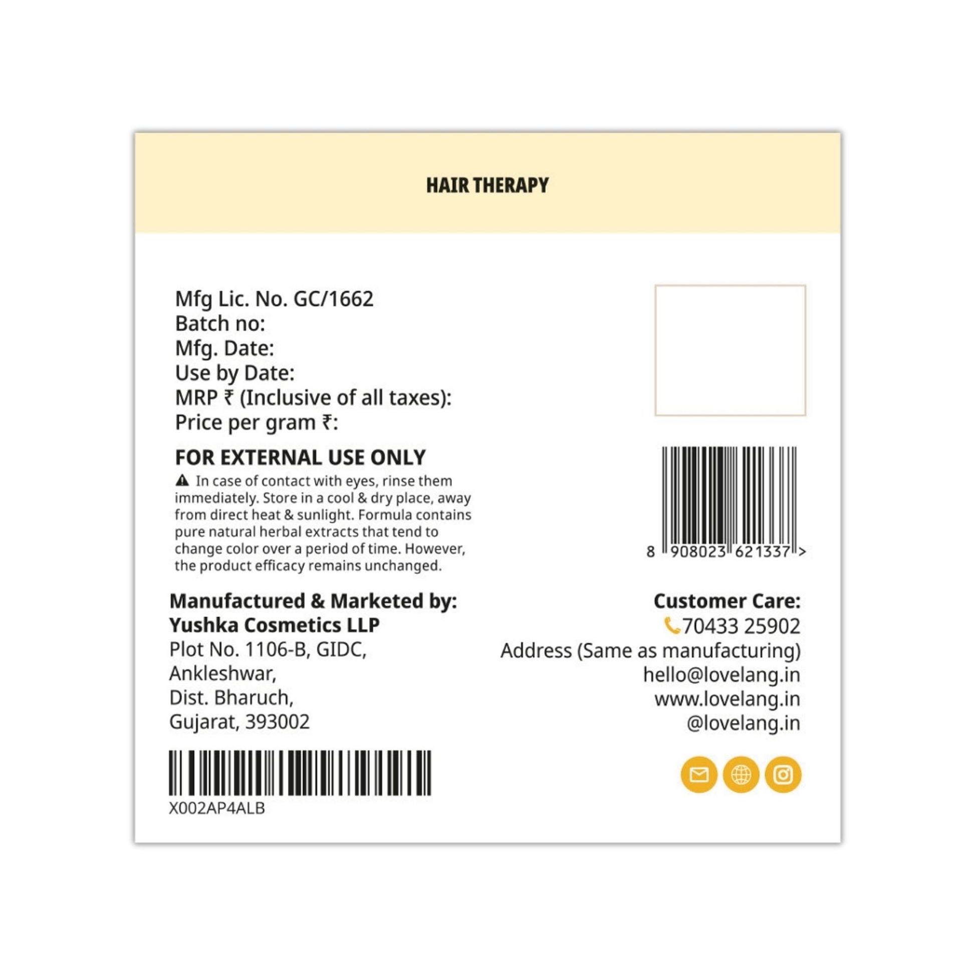 lovelang Mango + Hyaluronic Hair Mask