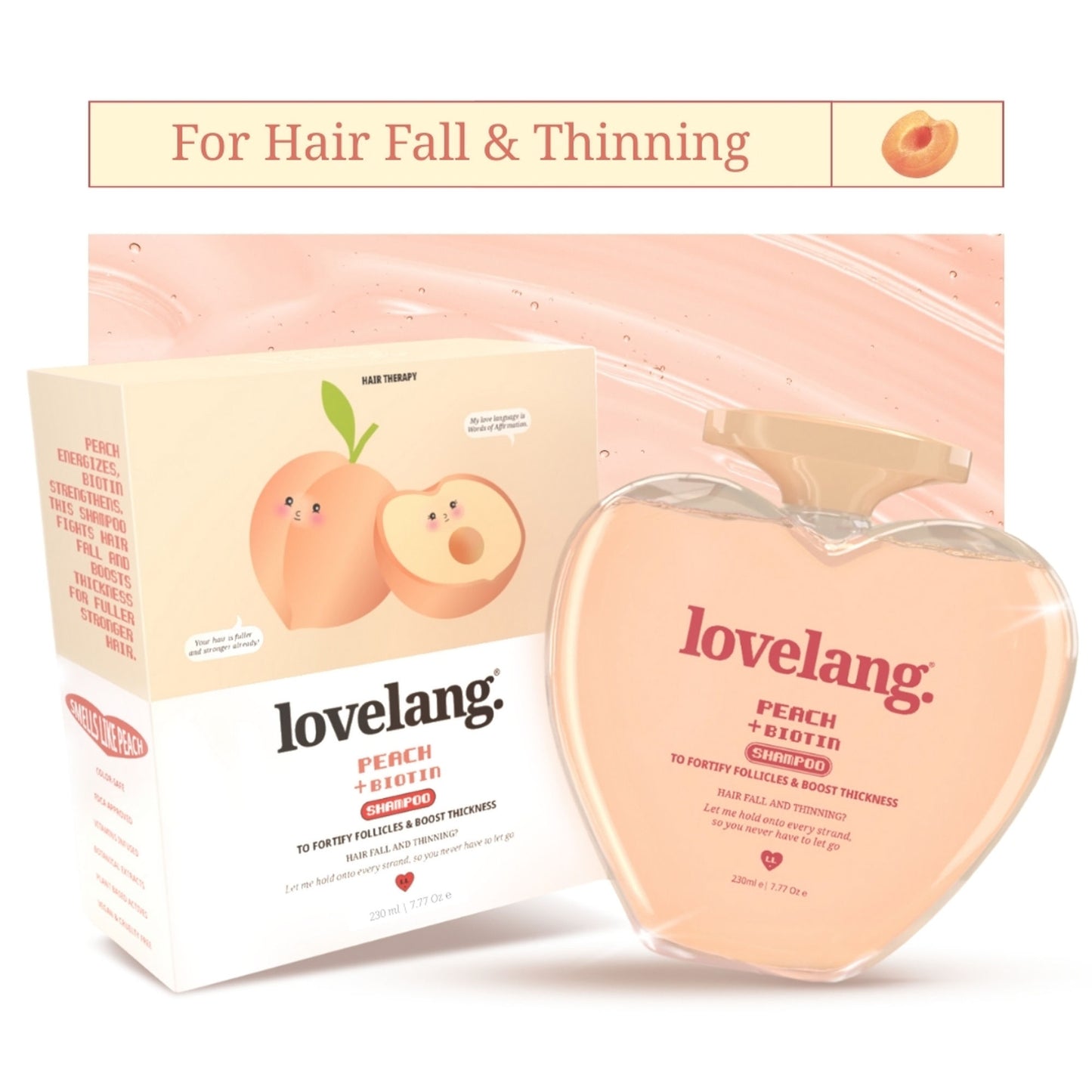 lovelang Peach + Biotin Shampoo