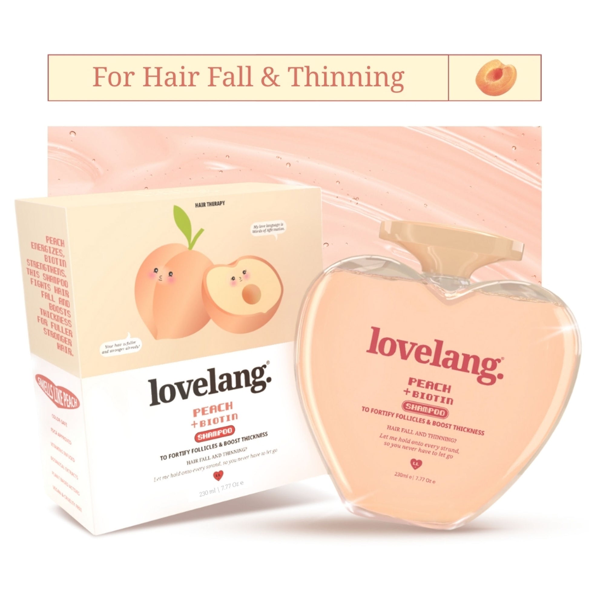 lovelang Peach + Biotin Shampoo