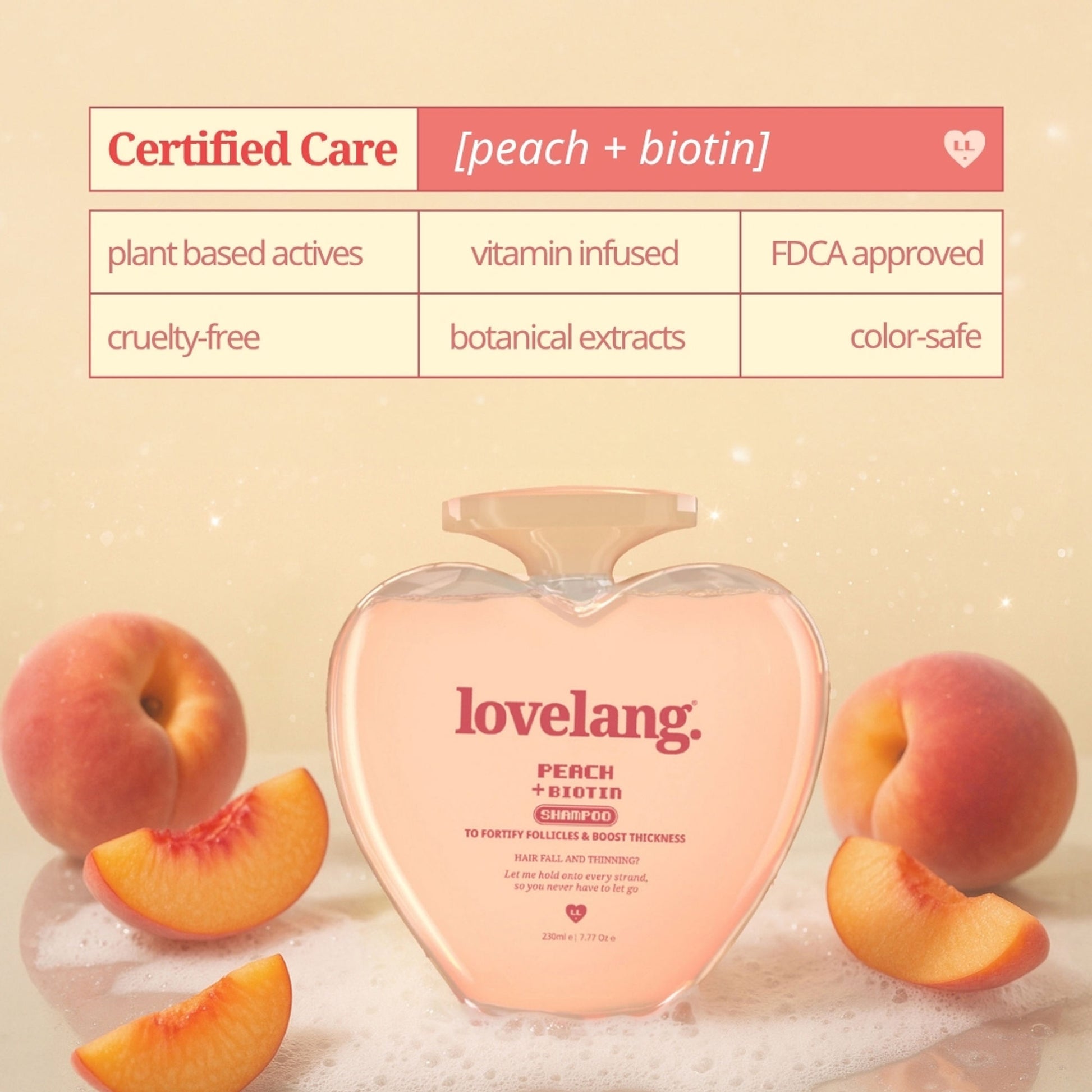 lovelang Peach + Biotin Shampoo