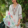 Dhiyona IE Floral Yoke Design Square Neck Thread Work A-Line Kurta With Trousers & Dupatta