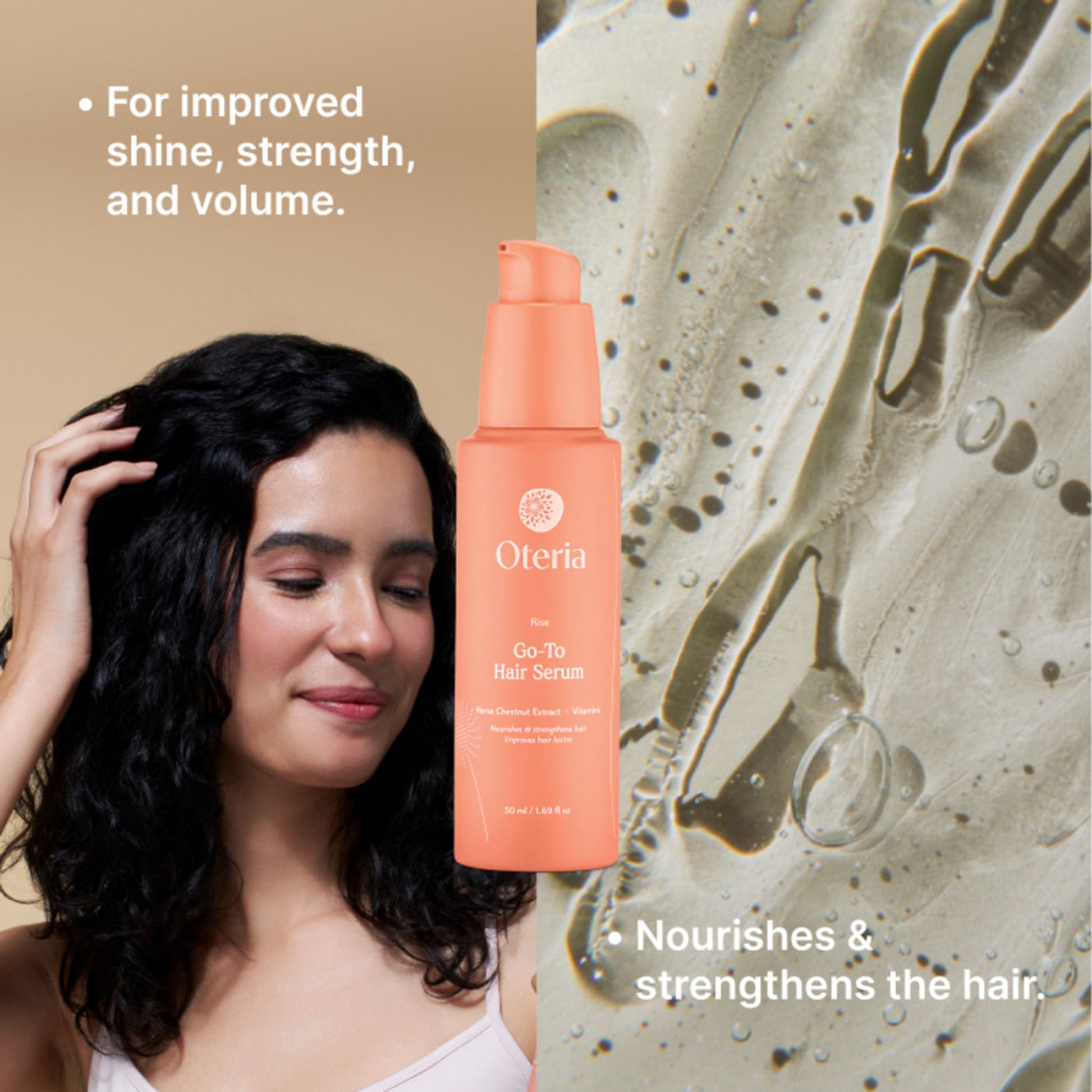 Oteria Hair Serum Vit-A, B And E For Breakage And Growth, Dry Frizzy And Curly Hair, Men And Women
