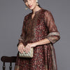 Dhiyona VA Women's Floral Printed Regular Chanderi Silk Kurta with Trousers & With Dupatta