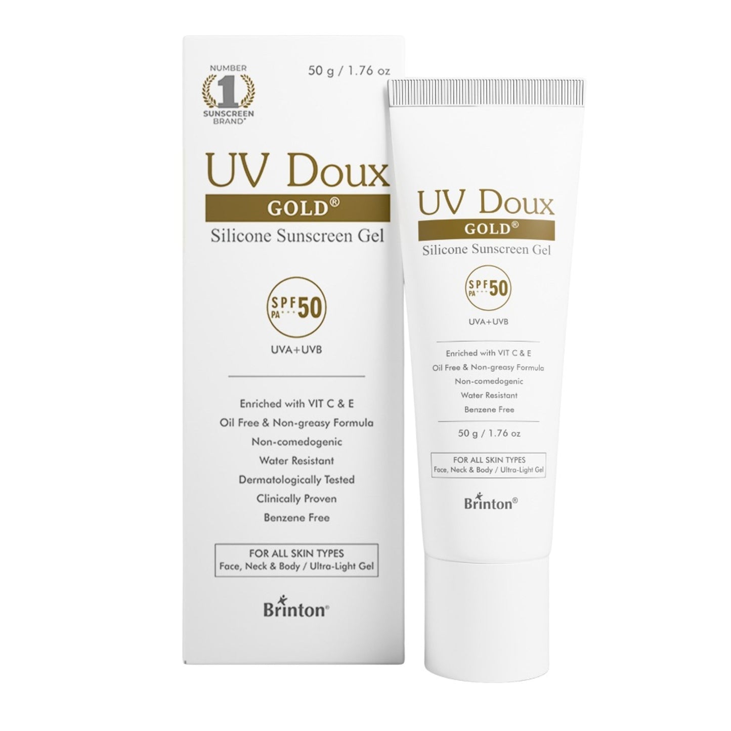 Brinton Uv Doux Gold Silicone Water Resistant And Non-greasy Sunscreen Gel
