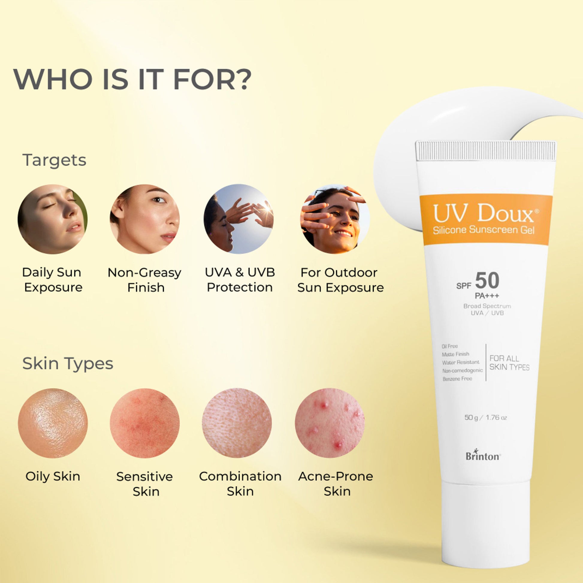Brinton Uv Doux Face & Body Sunscreen Gel With Spf 50 Pa+++