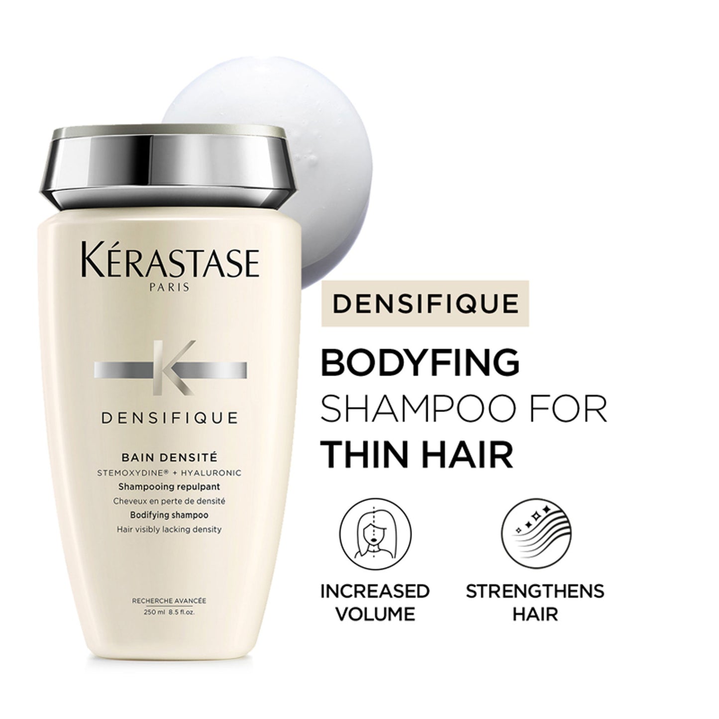 Kerastase Densifique Shampoo For Thinning Hair, With Hyaluronic Acid, Adds Volume