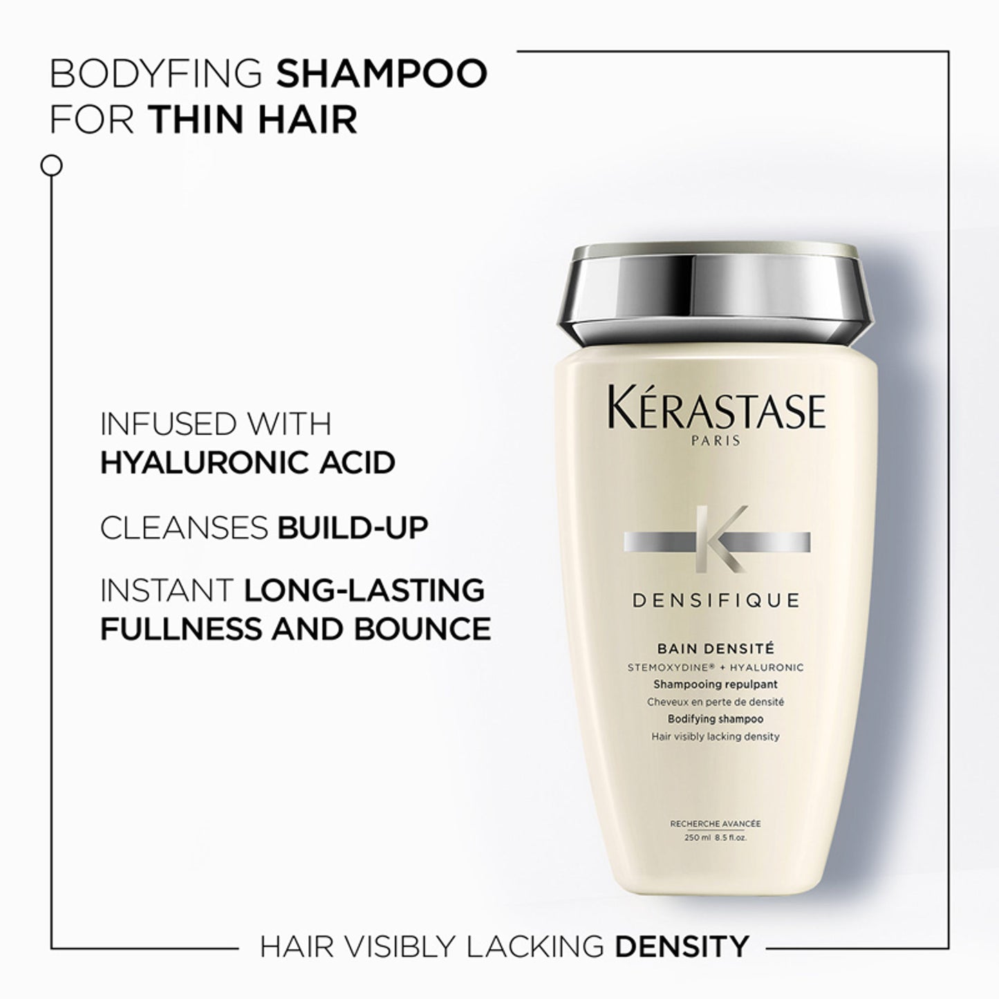 Kerastase Densifique Shampoo For Thinning Hair, With Hyaluronic Acid, Adds Volume