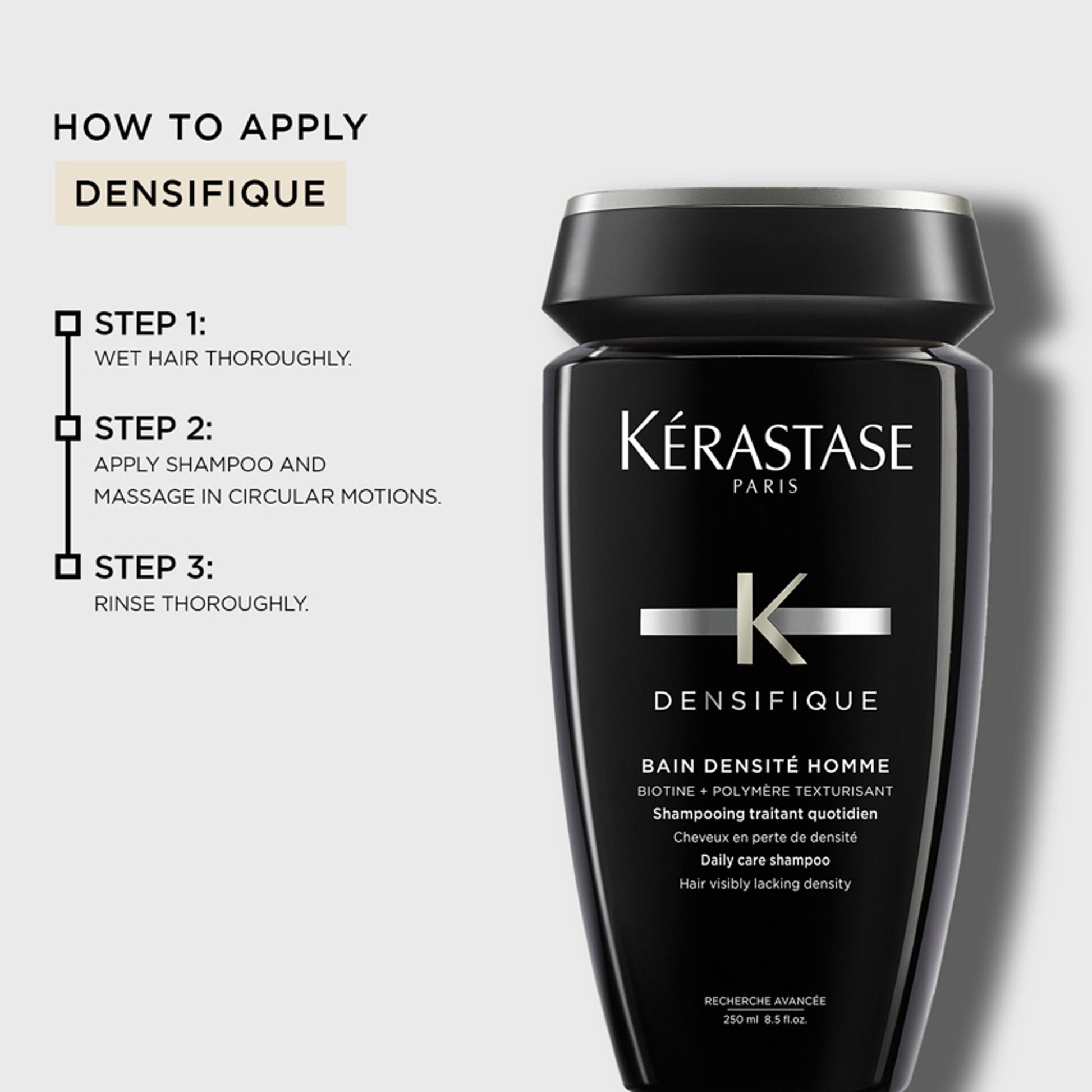 Kerastase Densifique Shampoo For Men, With Biotin & Taurine, Increases Hair Volume