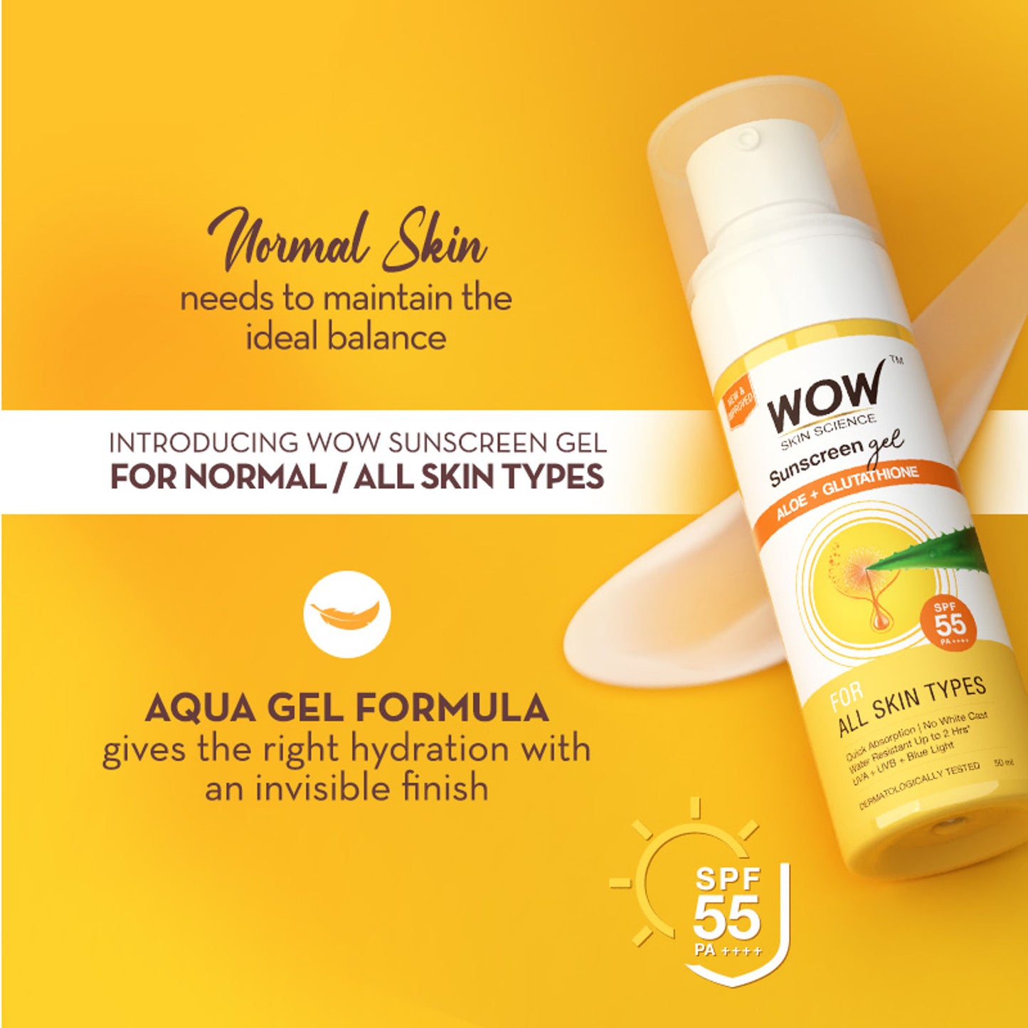 WOW Skin Science Sunscreen Gel SPF 55 PA++++ For All Skin Types