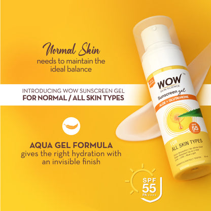 WOW Skin Science Sunscreen Gel SPF 55 PA++++ For All Skin Types