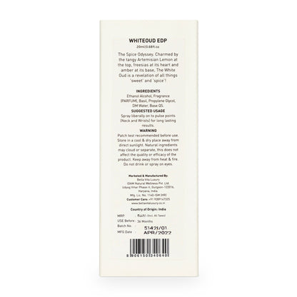 Bella Vita White Oud Eau De Perfume for Men & Women