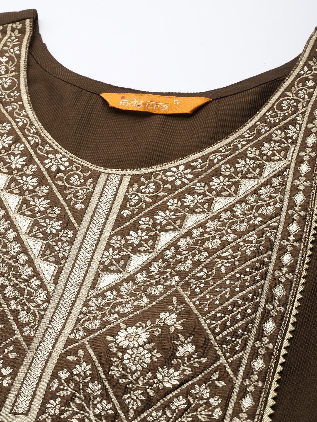Dhiyona IE Women Brown Ethnic Motifs Yoke Design Kurta with Palazzos & With Dupatta
