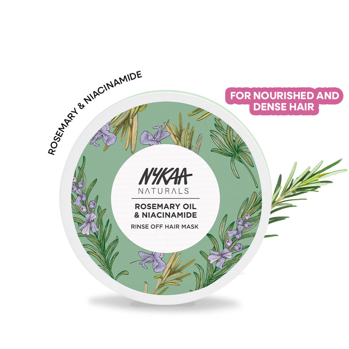 Nykaa Naturals Rice Water & Hyaluronic Acid Hair Mask for Frizz Control & Smooth, Shiny Hair - Rosemary Oil And Niacinamide