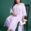 Indyancart Women's Plus Size Floral Printed Sequinned Pure Cotton Kurta with Trousers & With Dupatta
