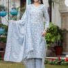 Indyancart VA Women'sPaisley Printed Regular Kurta with Trouser & Dupatta