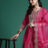 Dhiyona IE Women Ethnic Motifs Embroidered Zari Liva Kurta With Trousers & Dupatta