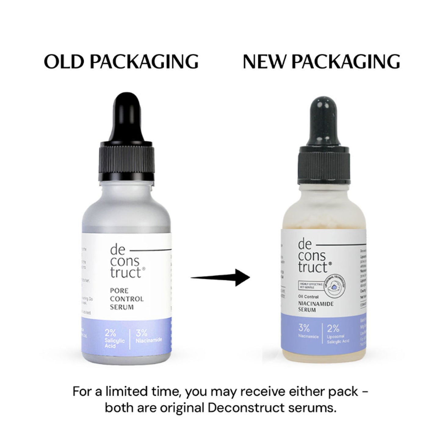 Deconstruct 3% Niacinamide & 2% Salicylic Acid Serum, Liposomal Technology, Controls Oil & Acne