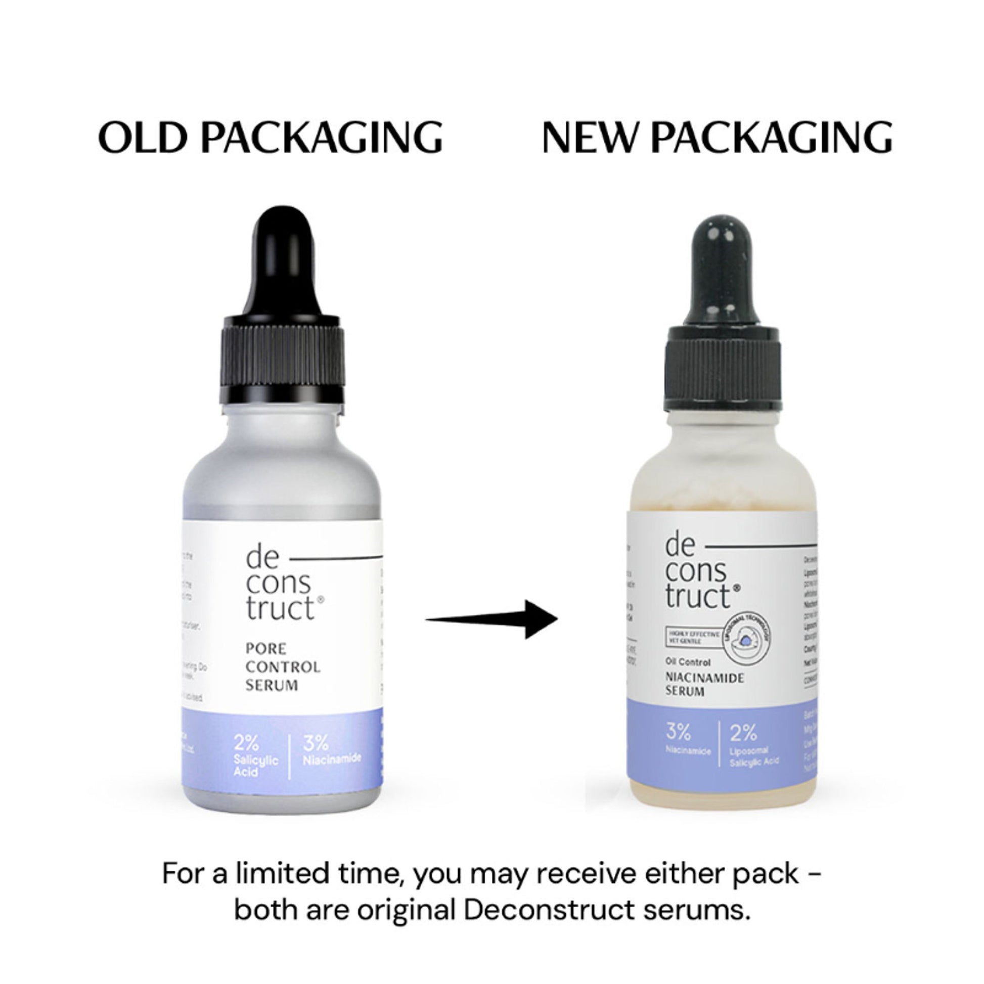 Deconstruct 3% Niacinamide & 2% Salicylic Acid Serum, Liposomal Technology, Controls Oil & Acne