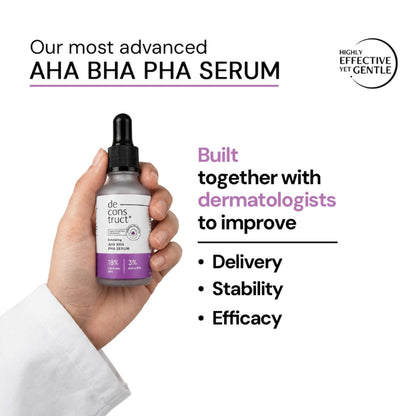 Deconstruct Exfoliating 18% AHA & 3% BHA PHA Serum Liposomal Technology for Face & Body Detan