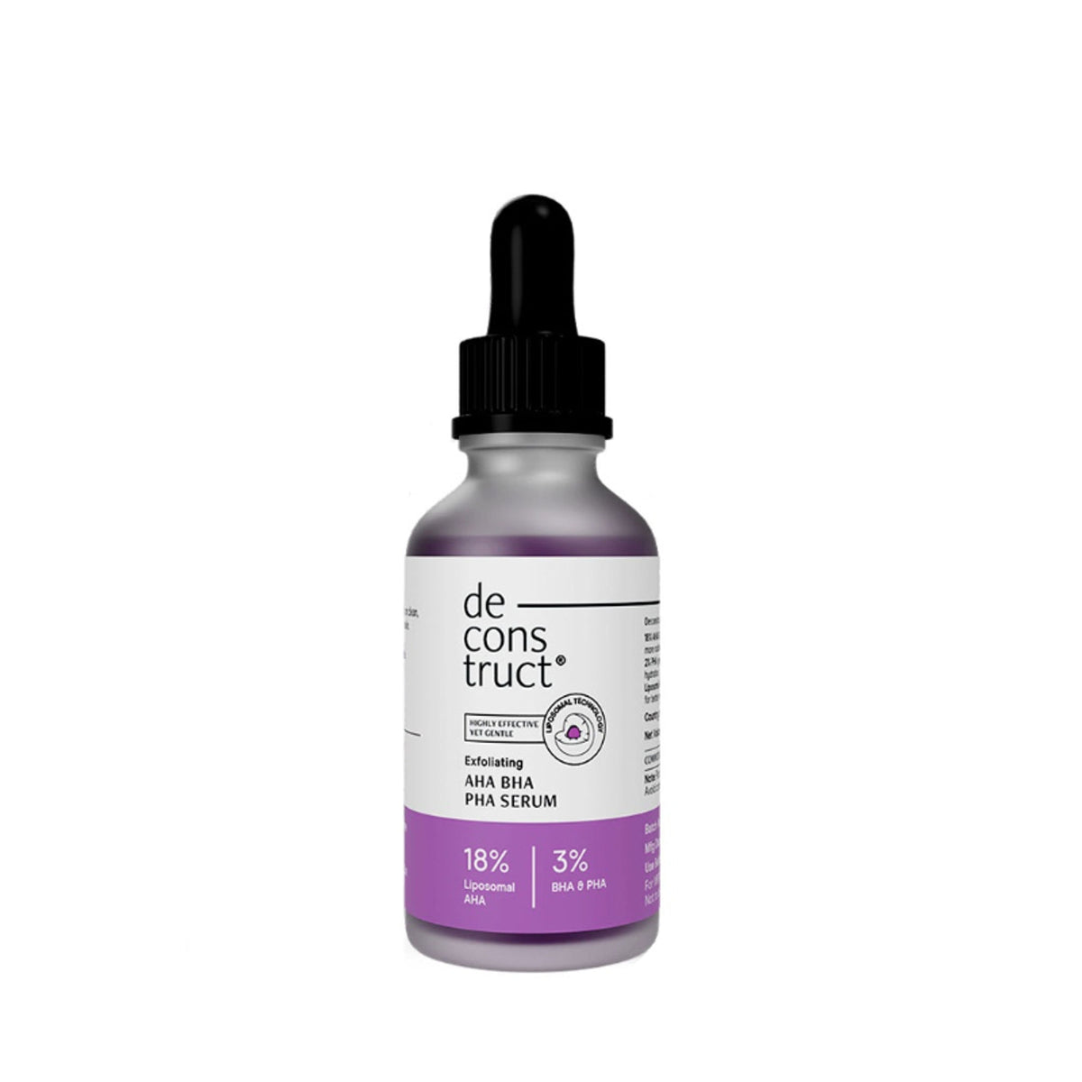 Deconstruct Exfoliating 18% AHA & 3% BHA PHA Serum Liposomal Technology for Face & Body Detan