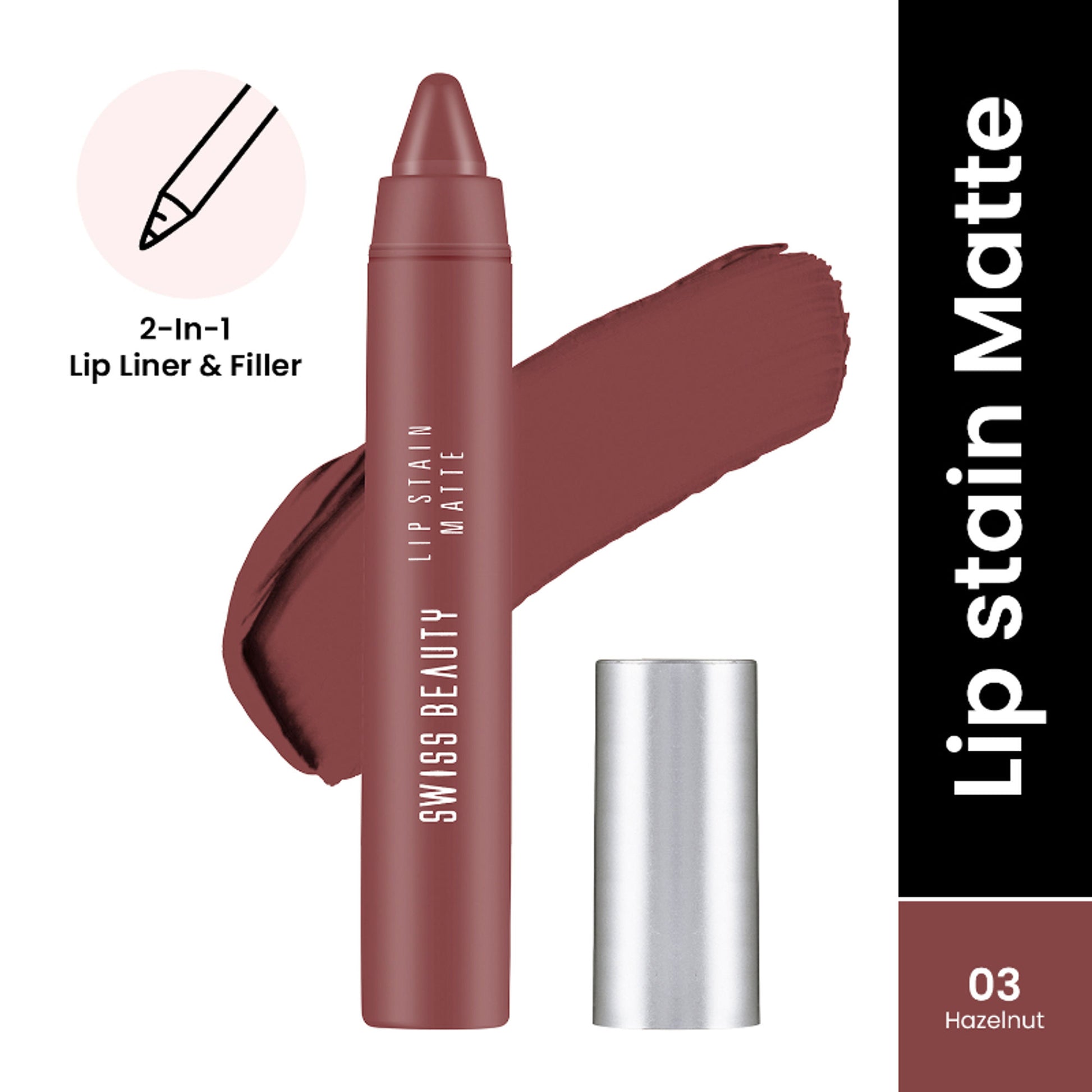 Swiss Beauty Lip Stain Matte Lipstick - 203 Hazlenut