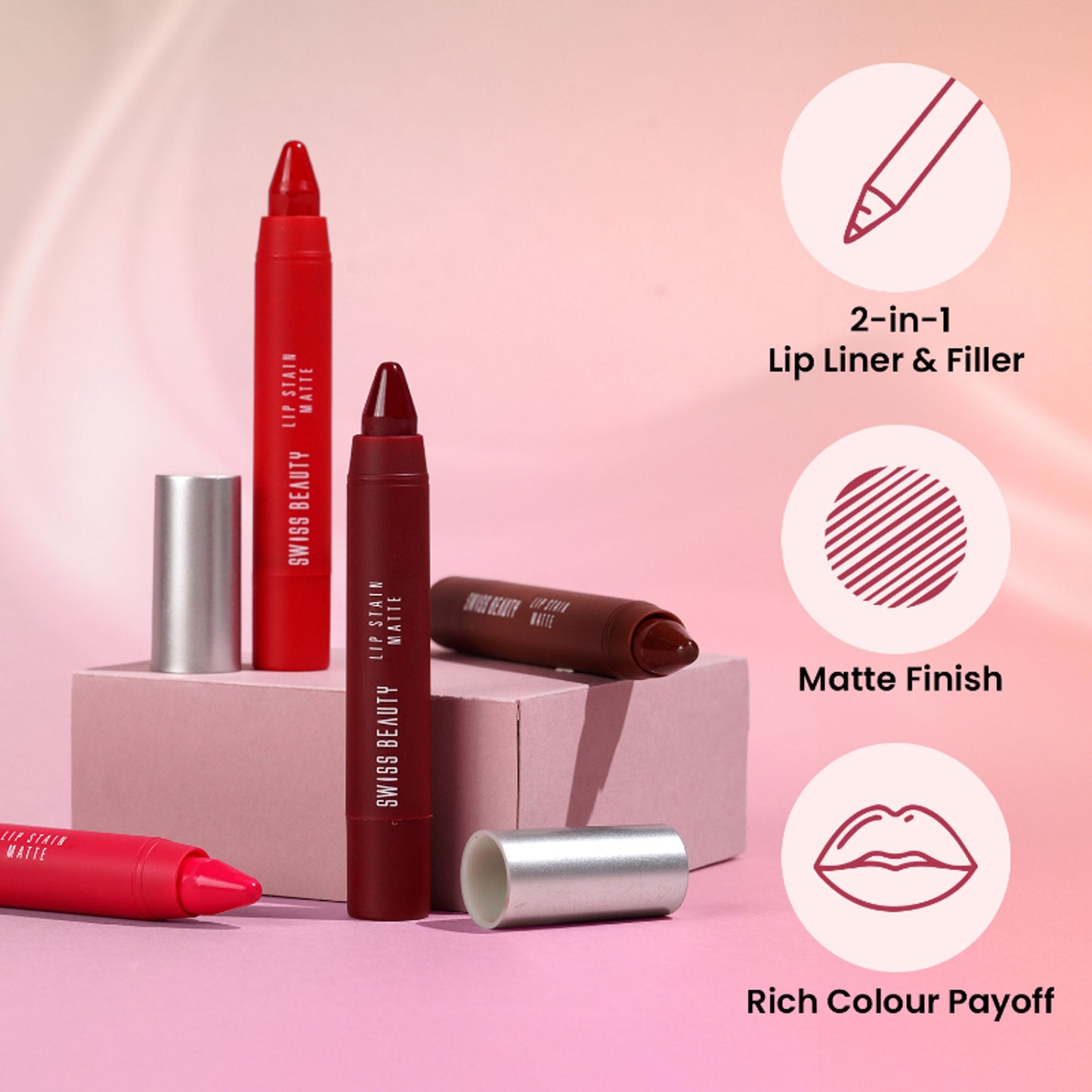 Swiss Beauty Lip Stain Matte Lipstick - 203 Hazlenut