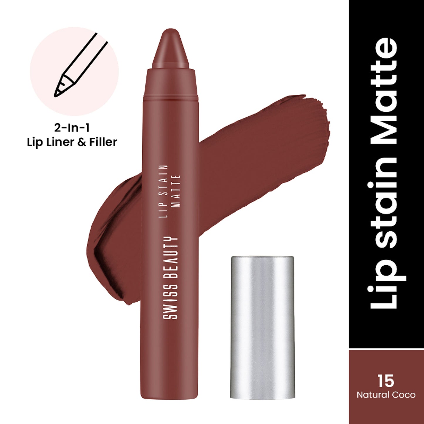Swiss Beauty Lip Stain Matte Lipstick - 215 Natural Coco
