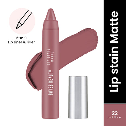 Swiss Beauty Lip Stain Matte Lipstick - 222 Hot Nude
