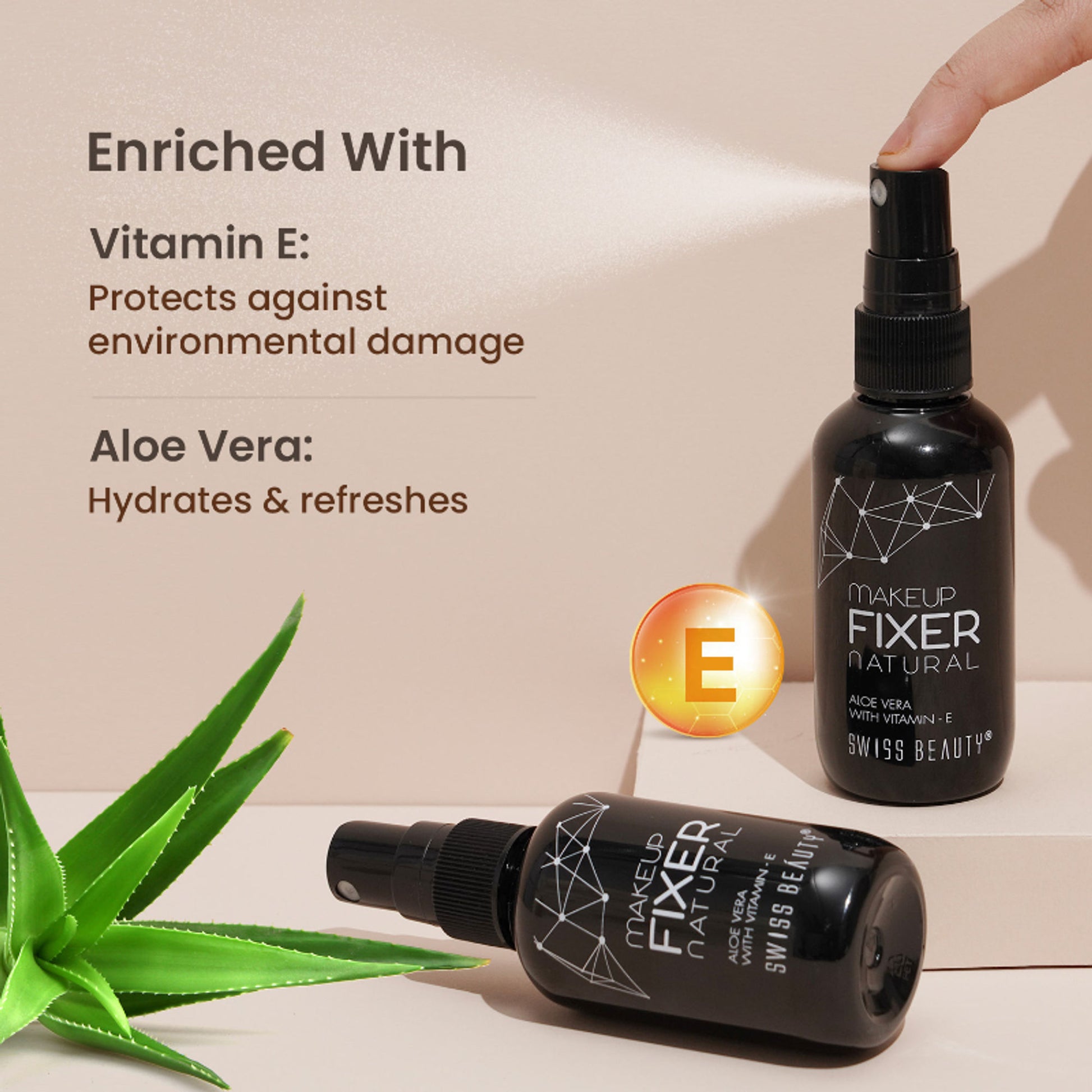 Swiss Beauty Long Lasting Professional Makeup Fixer Setting Spray With Vitamin E & Aloe Vera