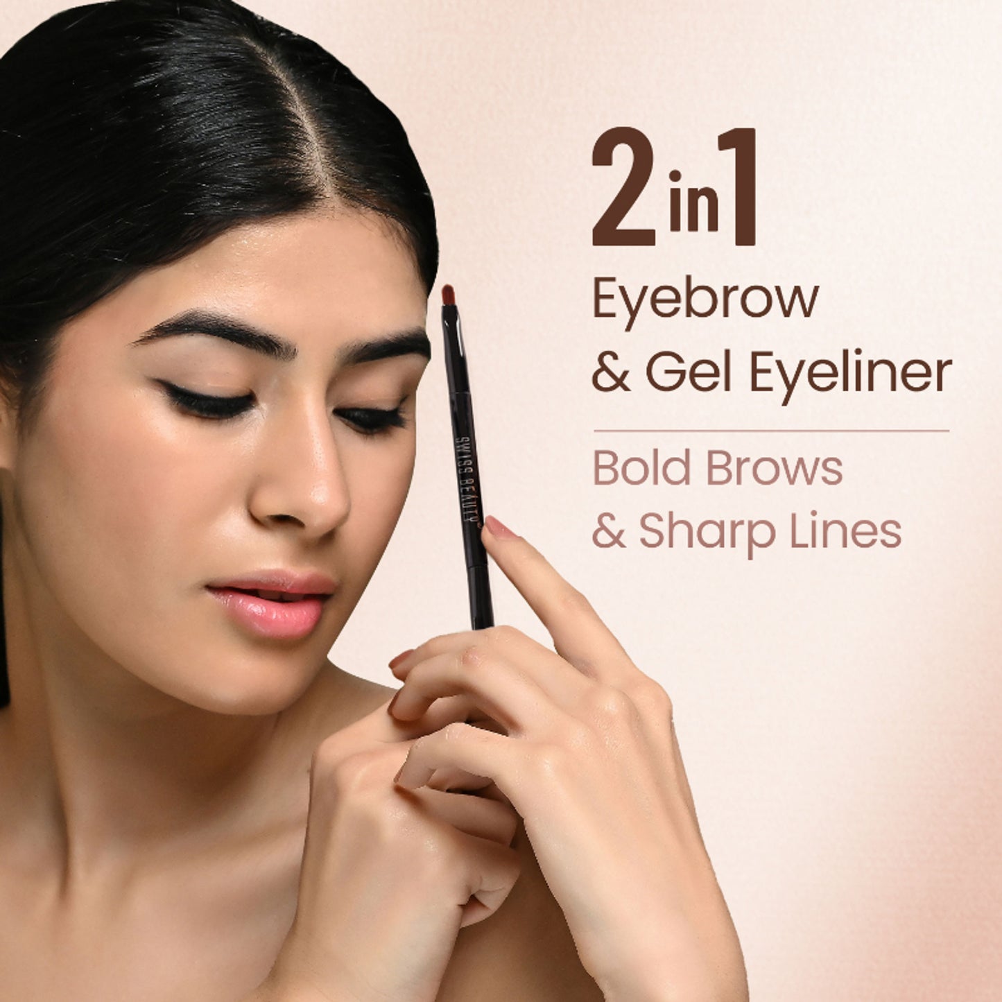 Swiss Beauty 3 In 1 Eyeliner, Eyebrow Filler and Kajal , 24-Hour Stay ,Waterproof - 02 Brown