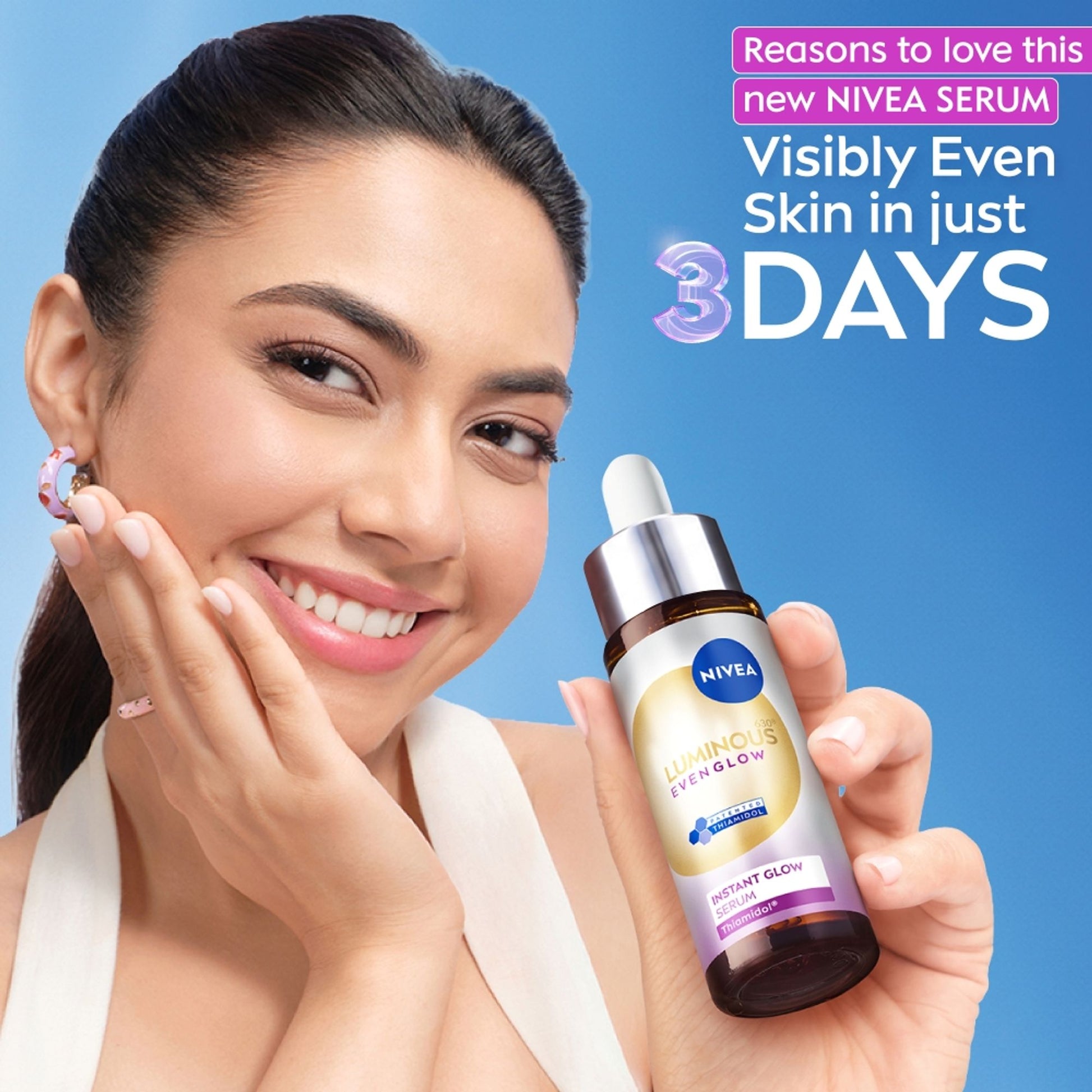 NIVEA Luminous Even Glow Brightening Face Serum with Niacinamide, Thiamidol 60X Vitamin C, Aloevera